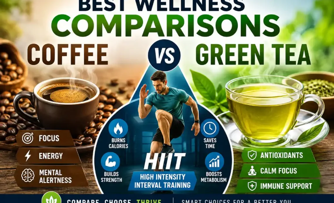 comparisons coffee vs green tea, hiit