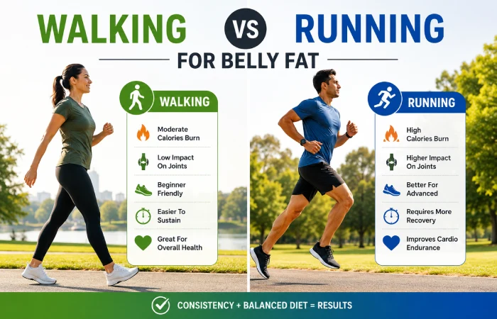walking vs running for belly fat