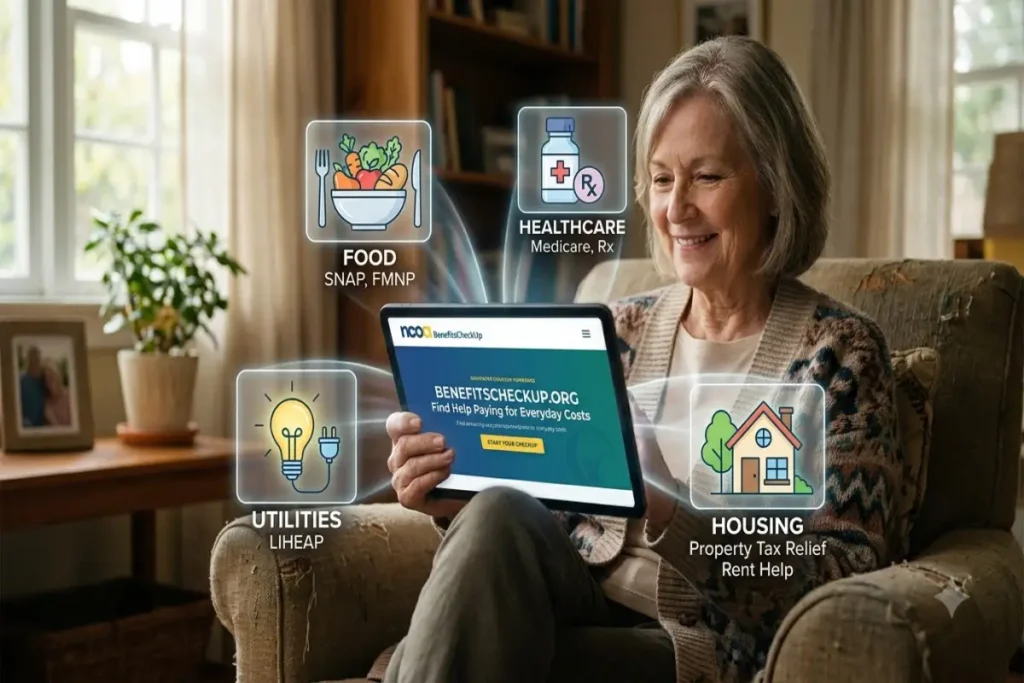 How to Locate and Access NCOA BenefitsCheckUp & Senior Benefits: Assistance with costs of food, medicine, utilities, and other needs